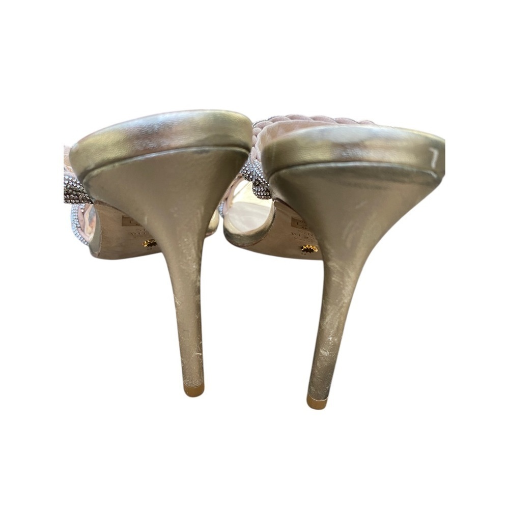 Stuart Weitzman Addison crystal strap Metallic Gold and Silver Heels size 6 - Picture 5 of 9